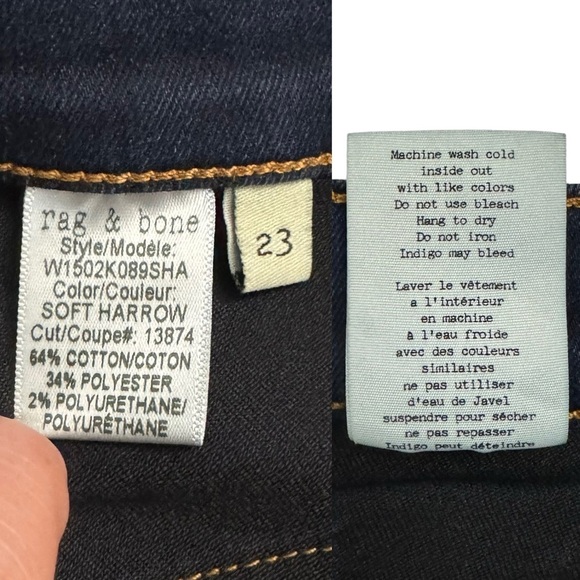 Rag and Bone Slim Skinny Mid Rise Skinny Leg Dark Blue Jeans 23 - Picture 3 of 15
